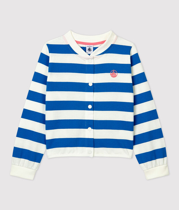 Kinder-Cardigan aus Baumwolle f&uuml;r M&auml;dchen blau/weiss
